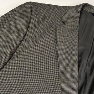Joseph & Feiss Sport Coat 54R Wool  Tan/Navy/Gold Dogtooth Pattern Versatile